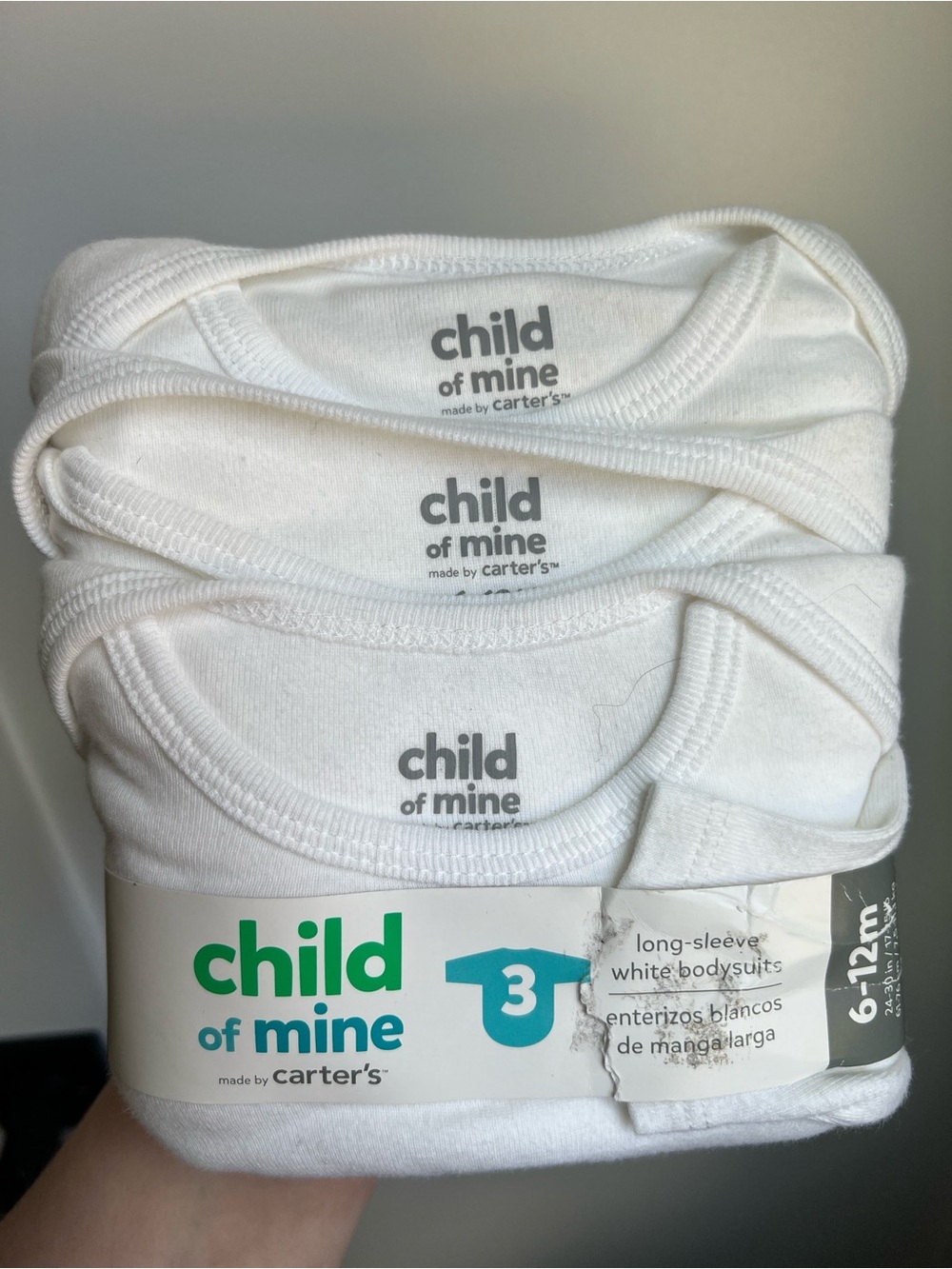 Child of Mine by Carter’s White Long Sleeve Bodysuit Bundle 3 Pack 6-12M